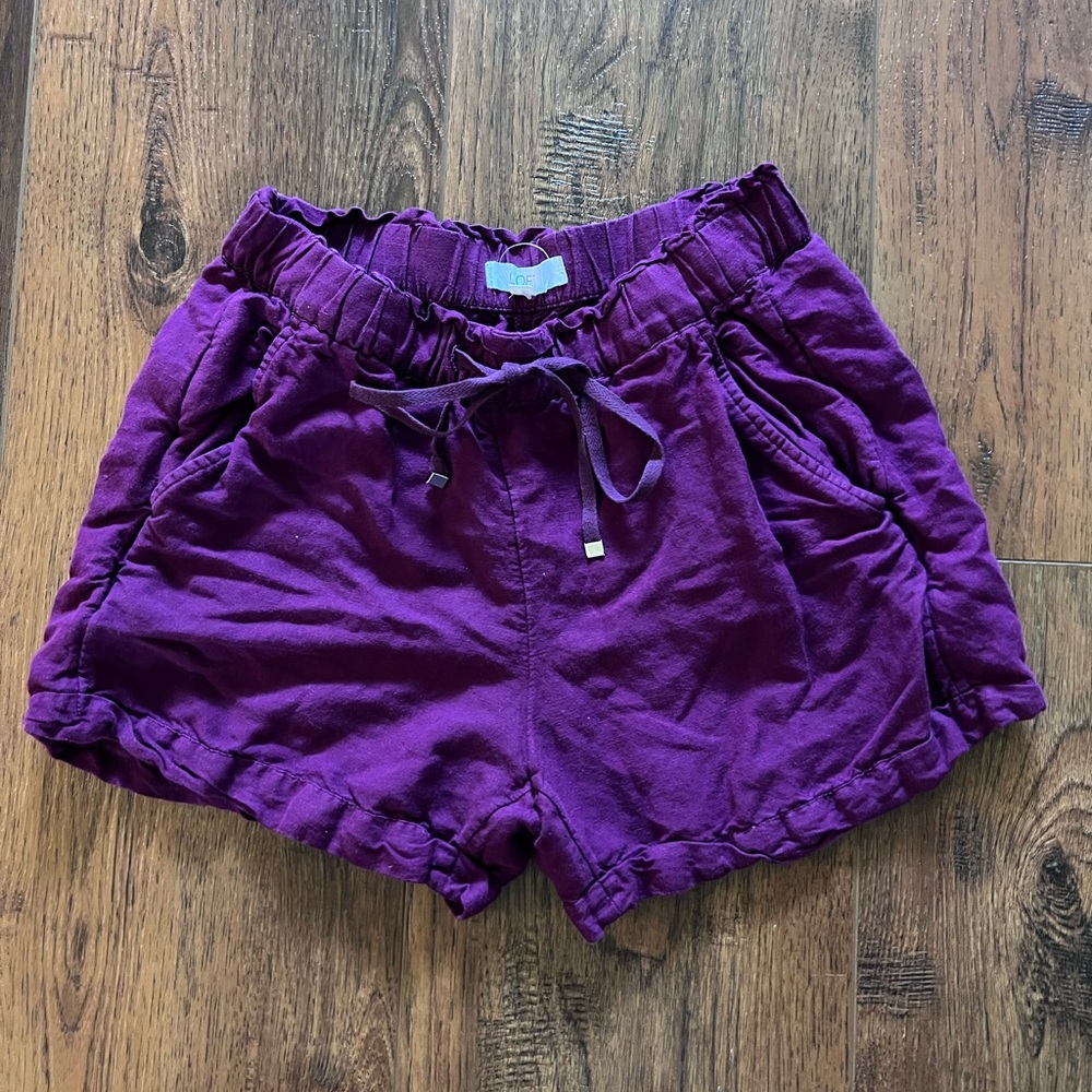 3/$10 LOFT Dark Purple Linen Drawstring Shorts